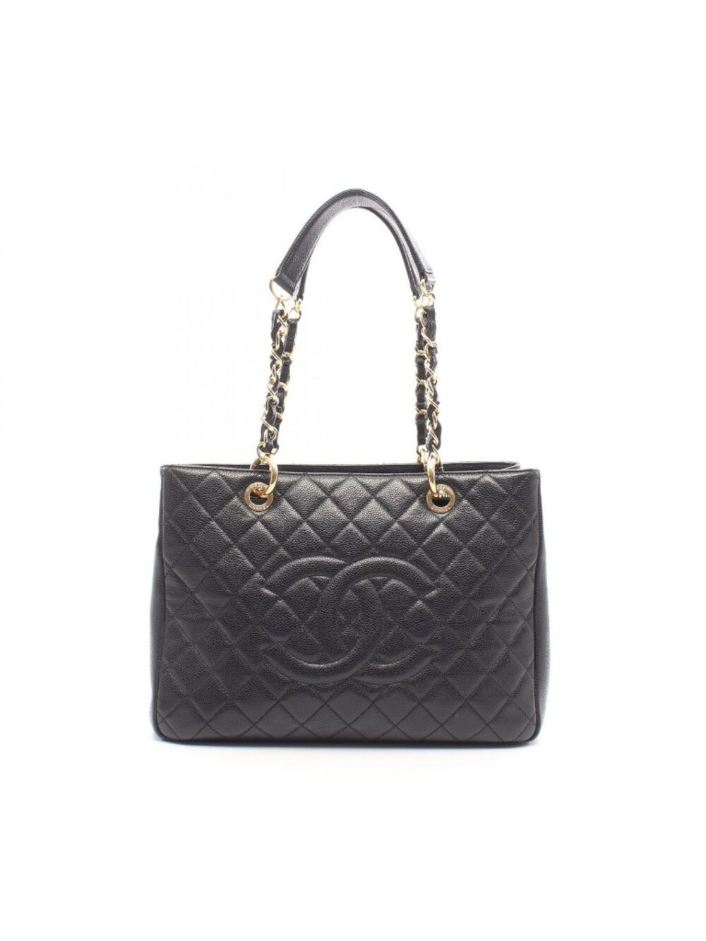 Chanel Tote Bag Quilted Grand Shopping Black Caviar Leather GST Chain